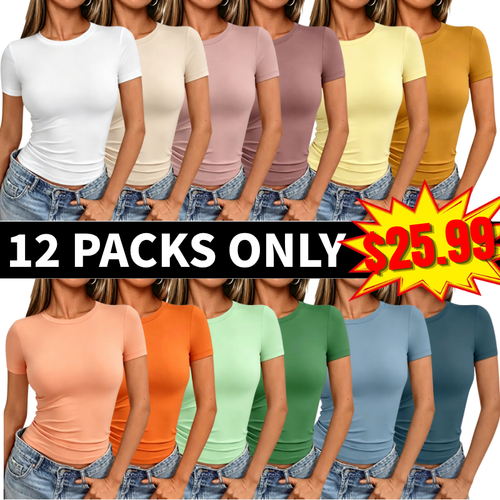 Women's Short Sleeve Slim-Fit Crop Tops