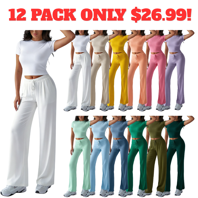 Women's Solid Short Sleeve Two-piece Set