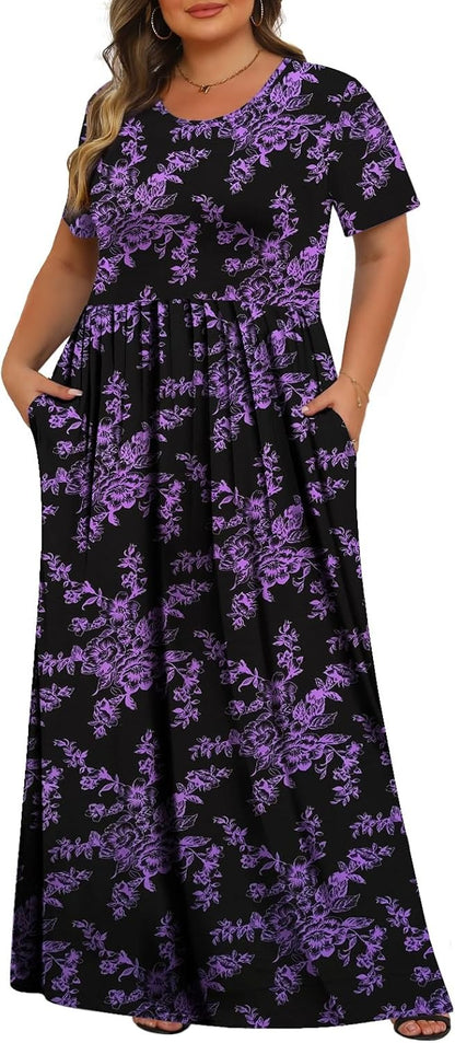 Women's Plus Size Maxi Dresses for Curvy Women Casual Long Dress
