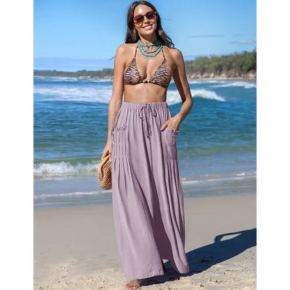 Women Casual Linen Blend Palazzo Pants
