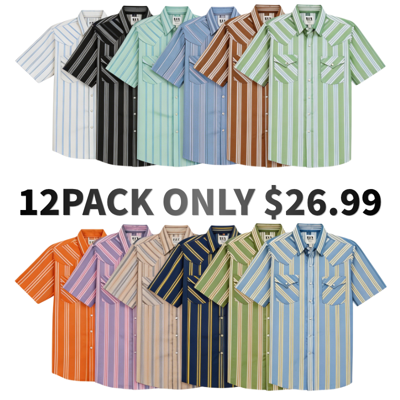 Men's Casual Striped Western Snap Shirt