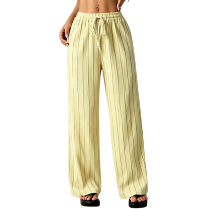 Women's Striped Waist-Tie Loose Pants