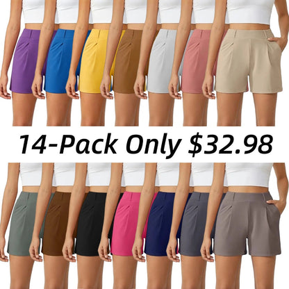 Women's Trendy High Waisted Casual Summer Shorts with Pockets