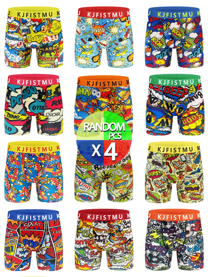 12PCS/24PCS Men's Cartoon Tie-Dye Striped Boxer Briefs