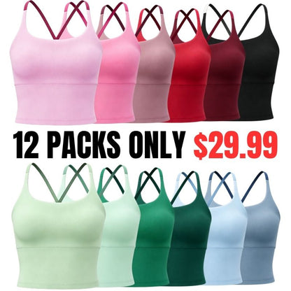 Sporty Women's Plain Criss Cross Sports Bra