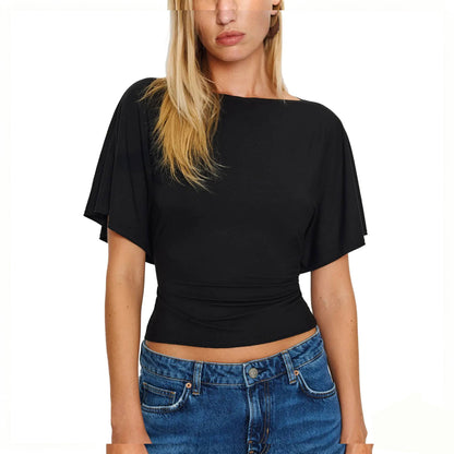 Women's Cinched Waist Shirt Short-Sleeve Top