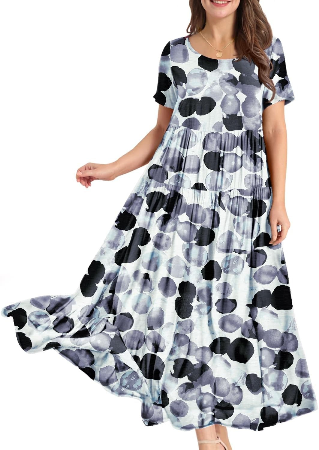 Women Casual Loose Bohemian Floral Dress Maxi Summer Beach Dresses
