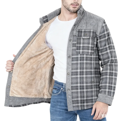 Men's Plaid Flannel Autumn and Winter Warm Jacket