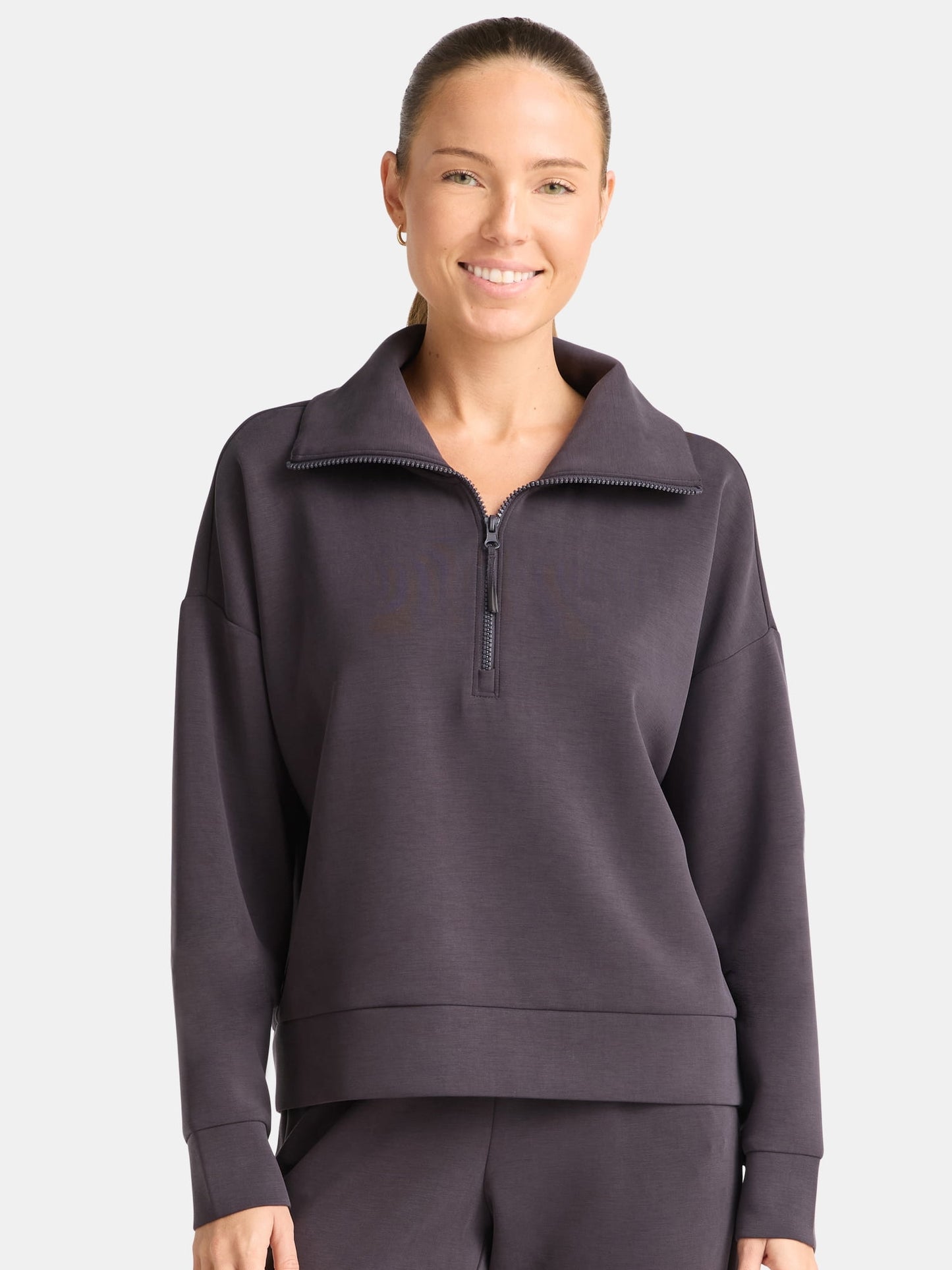 Women's and Women's Plus ScubaKnit Quarter Zip Pullover