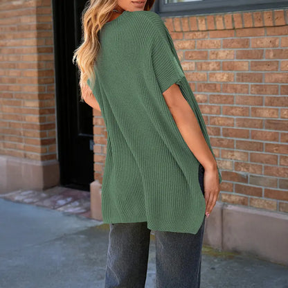 Summer Oversized Cozy Ribbed Knit Top