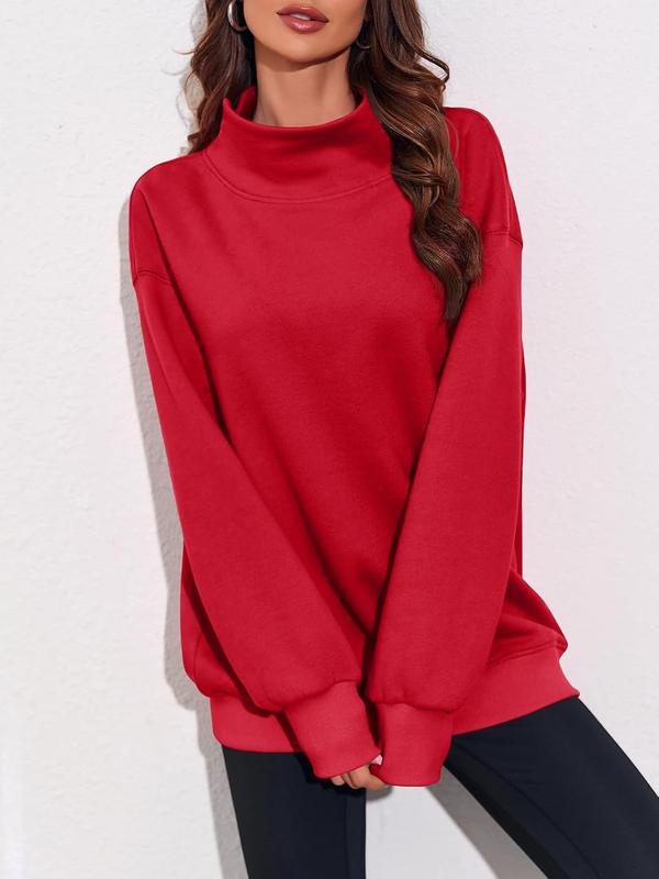 Women's Oversized Turtleneck Sweatshirt Long Sleeve Pullover Casual Tops Womenswear Hoodie FallFreshness Grey Cute