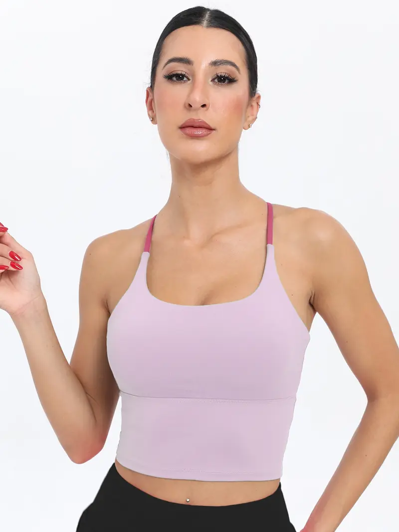 Sporty Women's Plain Criss Cross Sports Bra