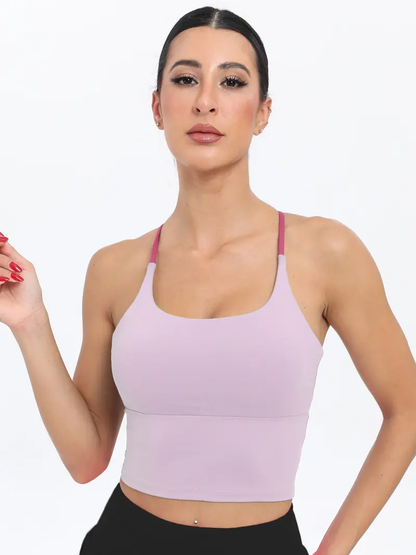 Sporty Women's Plain Criss Cross Sports Bra