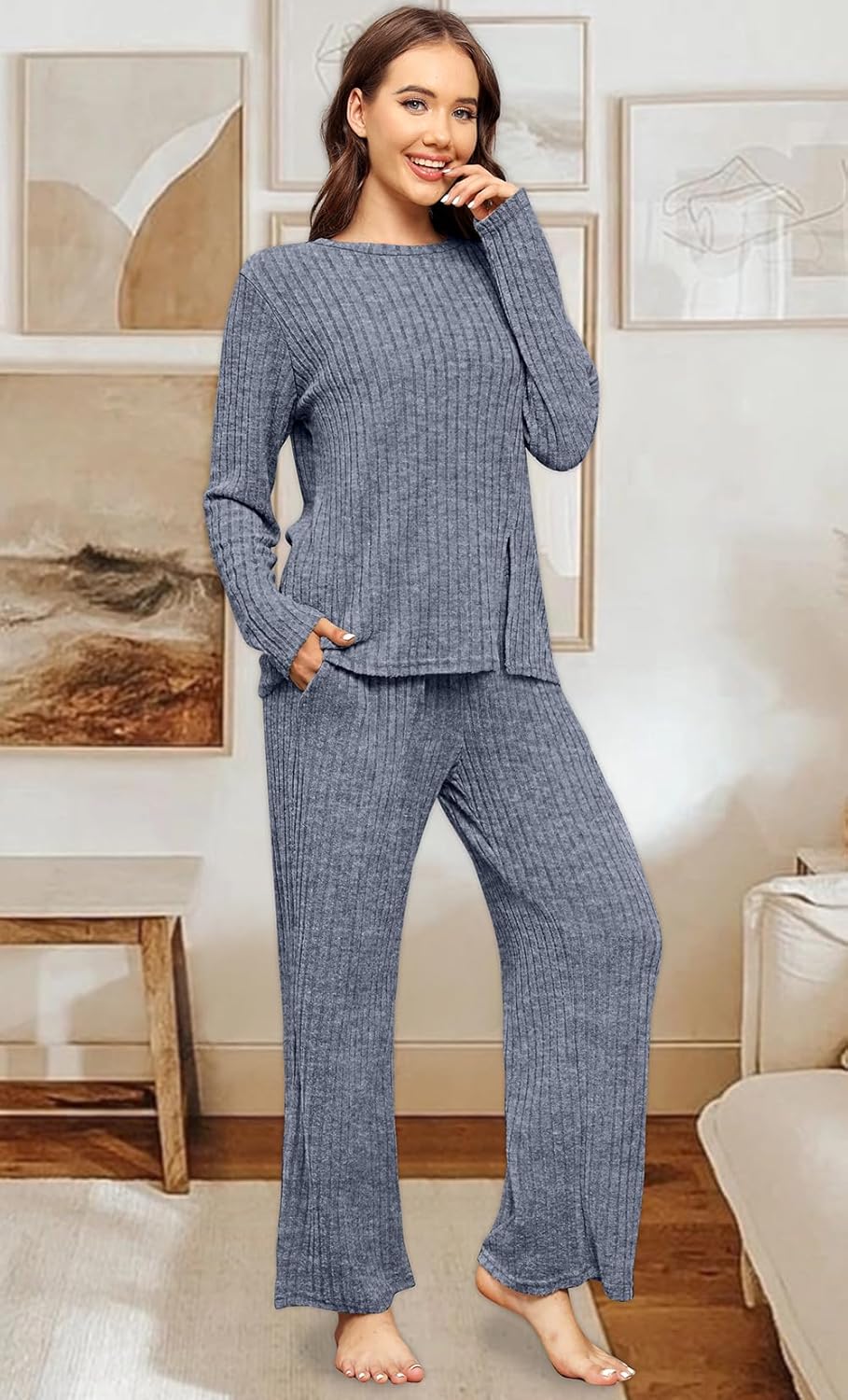 FACTORY SALE Womens Two Piece Outfits Lounge Sets Cozy Sweater Loungewear with Pockets 2025