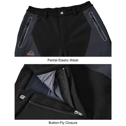 Men's Insulated Winter Outdoor Pants - Fleece-Lined, Windproof & Water-Resistant for Hiking, Skiing & Cold Weather