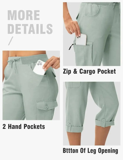 🔥Last day promotion🔥Womens Cargo Capris Lightweight Hiking Pants Shorts Cropped Cotton2