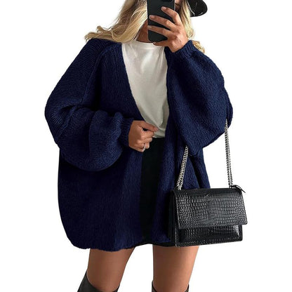 Women's Oversized Cardigan Sweater Fall Long Lantern Sleeve Knit Open Front Lightweight Sweater Knitwear Tops