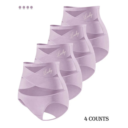 Plus-Size High-Waist Cross Tummy Control Panties
