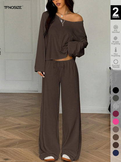 Women's Elegant Solid Color Loose-Fit Sleepwear Set
