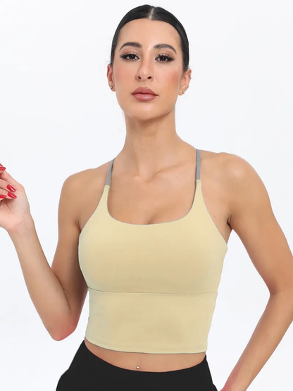 Sporty Women's Plain Criss Cross Sports Bra