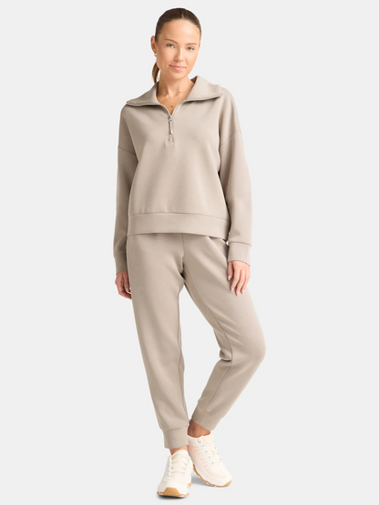 Women's and Women's Plus ScubaKnit Quarter Zip Pullover