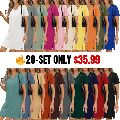 Summer Dresses for Women 2026 V-Neck Casual Sundresses T-Shirt Dress