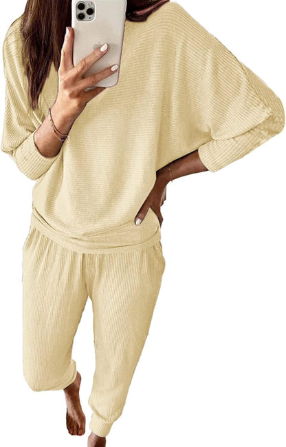 Women's Lounge Matching Set, Short Sleeve Top & Jogger Pants Casual Travel Outfit