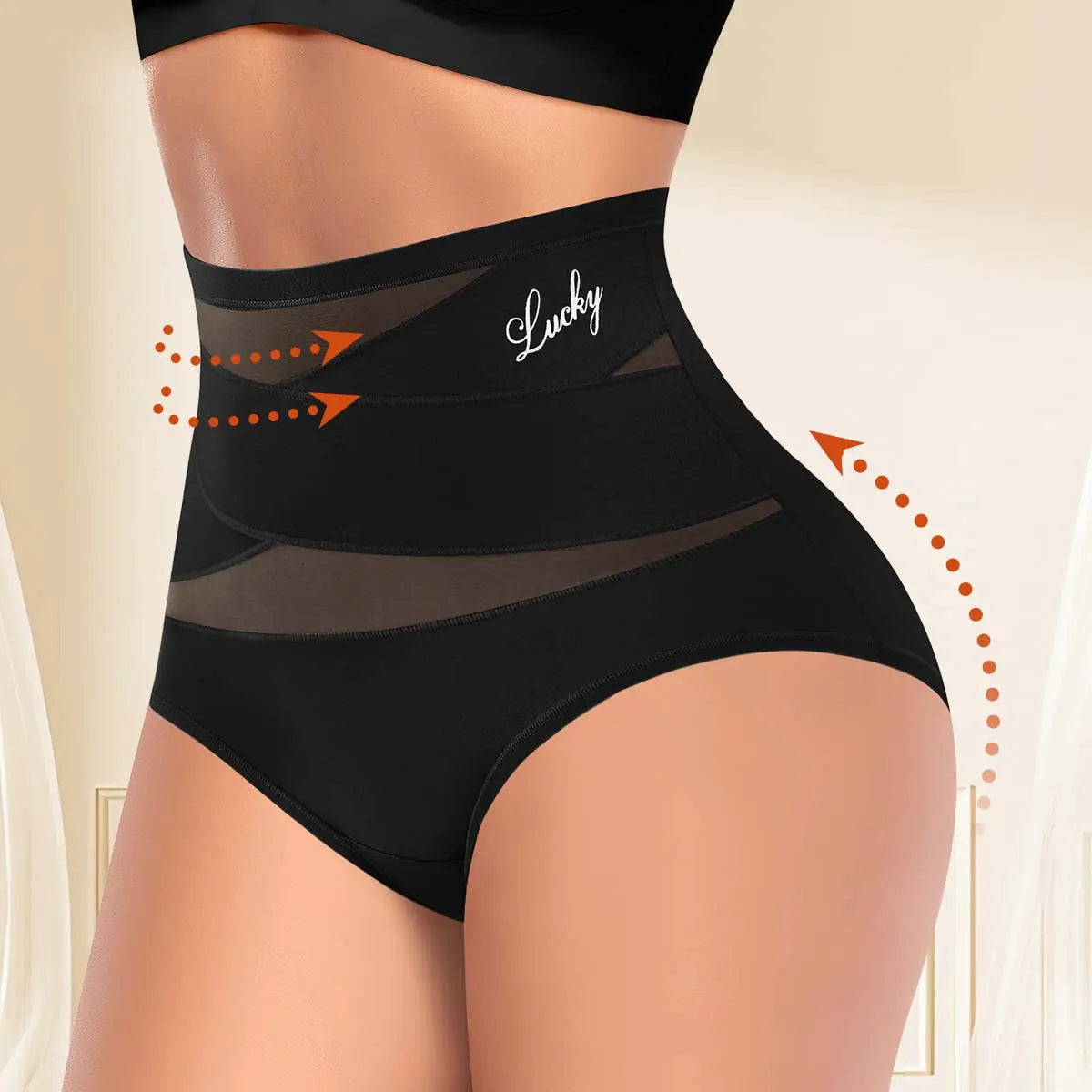 Plus-Size High-Waist Cross Tummy Control Panties