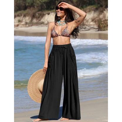 Women Casual Linen Blend Palazzo Pants