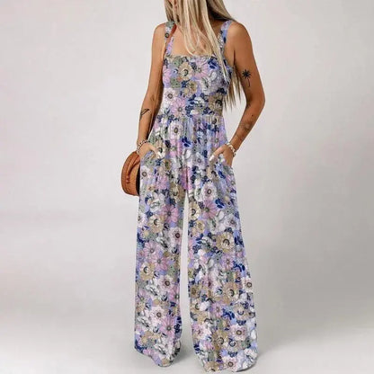💕Women's Casual Print Sleeveless Overalls Jumpsuits
