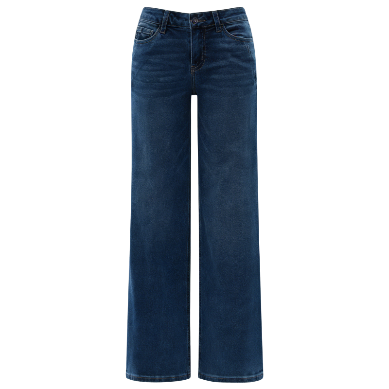 Women's Mid-Low Rise Relaxed Straight Wide Leg Jeans