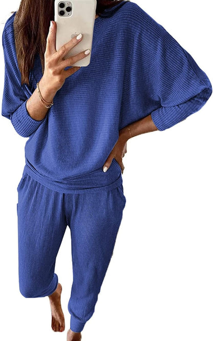 Women's Lounge Matching Set, Short Sleeve Top & Jogger Pants Casual Travel Outfit