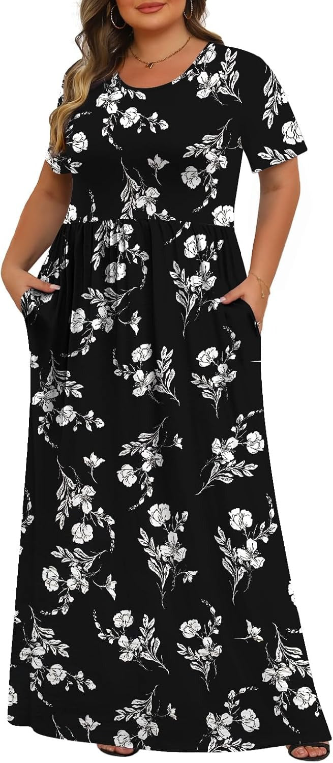 Women's Plus Size Maxi Dresses for Curvy Women Casual Long Dress