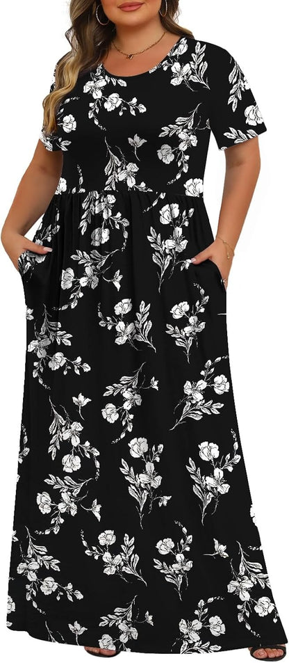 Women's Plus Size Maxi Dresses for Curvy Women Casual Long Dress