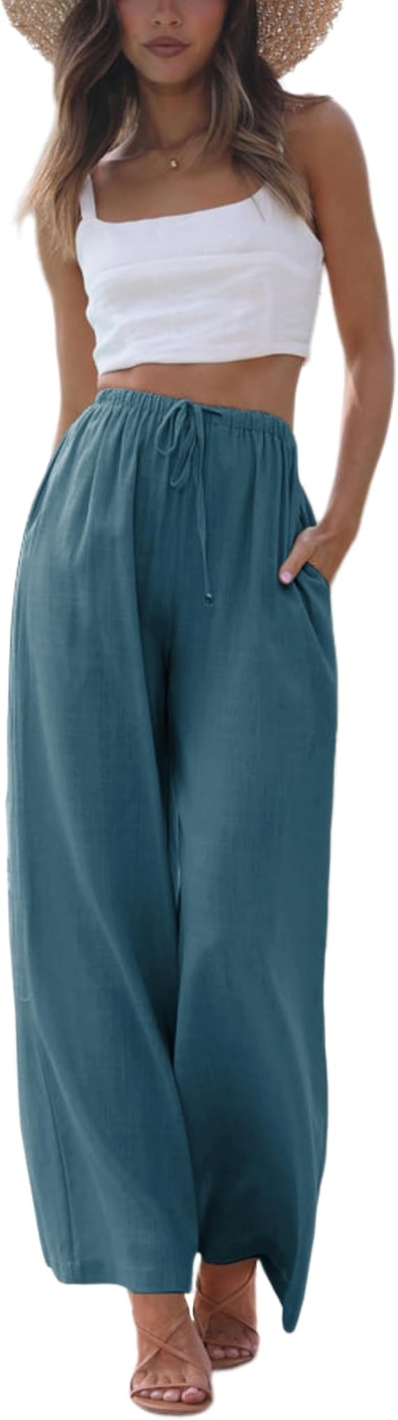 Women's Cotton Linen Summer Palazzo Pants