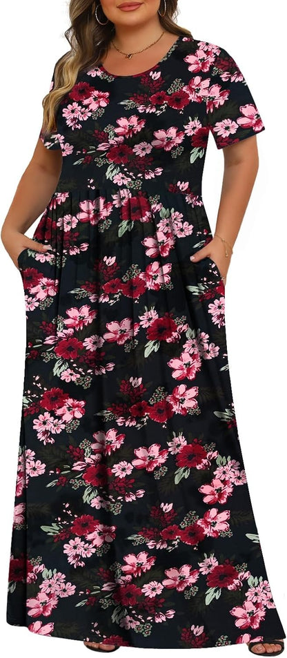 Women's Plus Size Maxi Dresses for Curvy Women Casual Long Dress