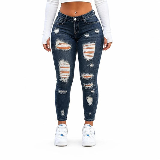Women's High-Waisted Distressed Skinny Jeans
