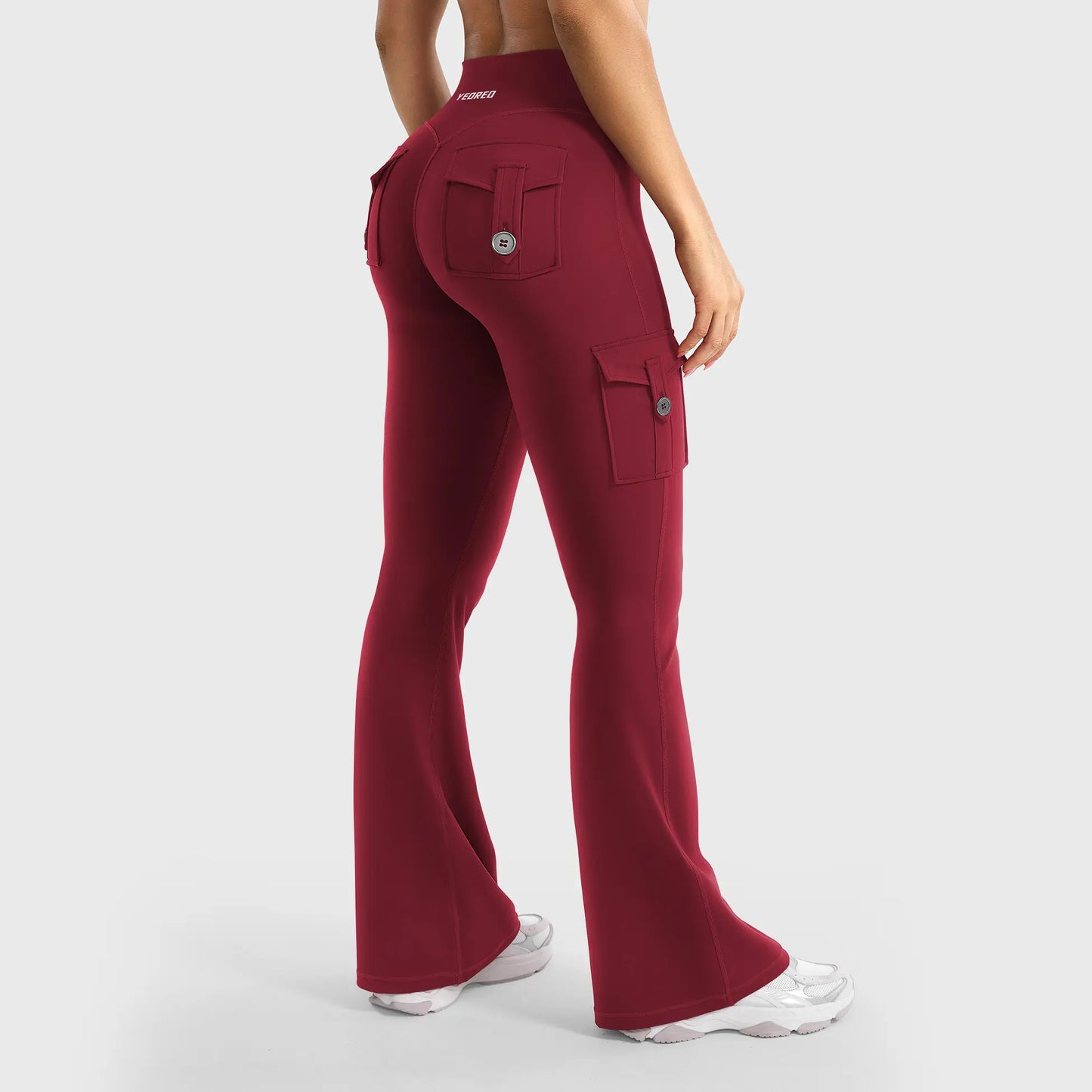 Women's Workout Flare Leggings with Pockets Hidden Scrunch High Waisted Cargo Gym Yoga No Front Seam Leggings Flared Joggers Fitness Outfit Camouflage Sports Pants