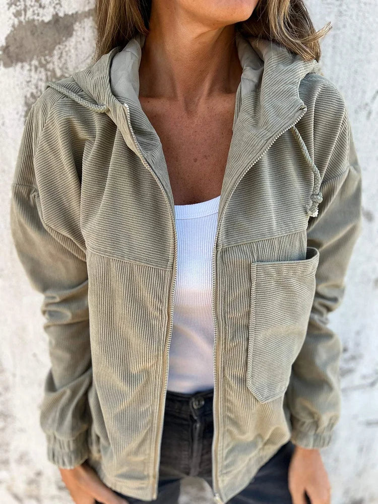 Casual Comfort Zip-Up Corduroy Jacket