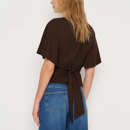 Women's Cinched Waist Shirt Short-Sleeve Top