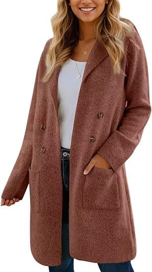 Women Fall Long Cardigan Sweater Trendy Knit Jacket Coat Dressy Blazer Coatigan