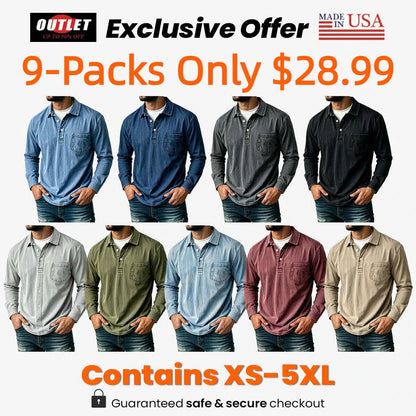 Men's Casual Washed Cotton-Linen Polo Shirt