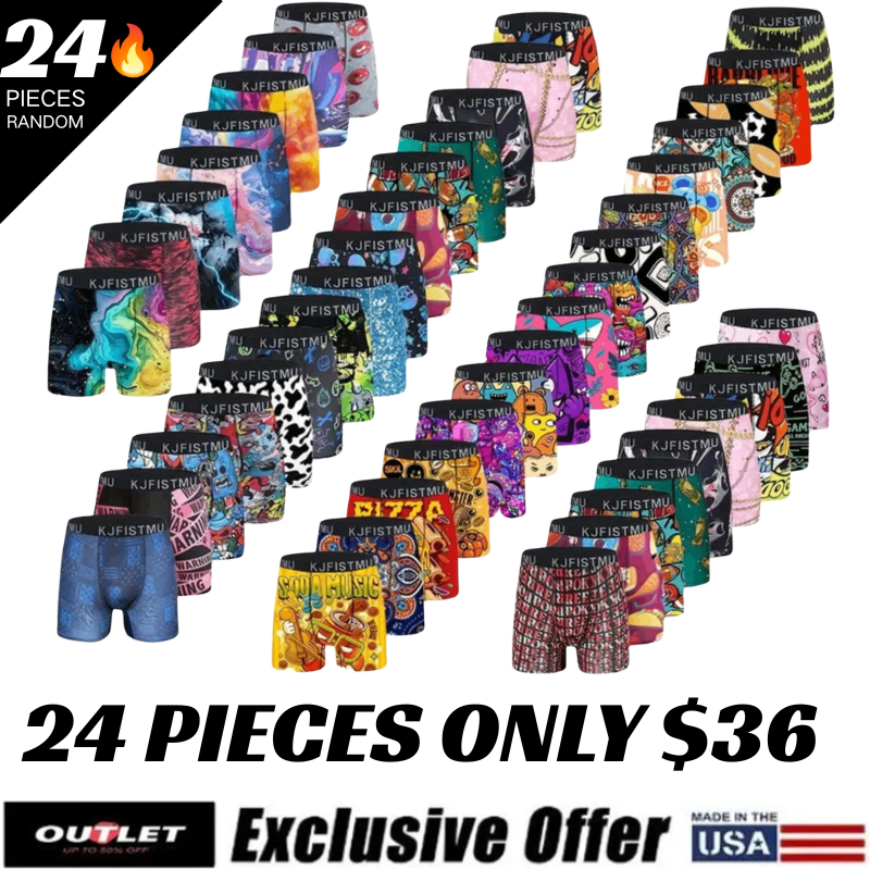 12PCS/24PCS Men's Cartoon Tie-Dye Striped Boxer Briefs