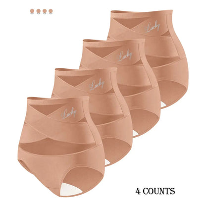Plus-Size High-Waist Cross Tummy Control Panties