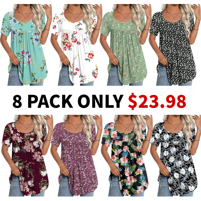 Women's 2026 Summer Short Sleeve Tunic Tops Loose Fit