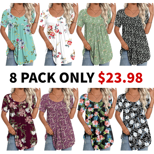 Women's 2026 Summer Short Sleeve Tunic Tops Loose Fit