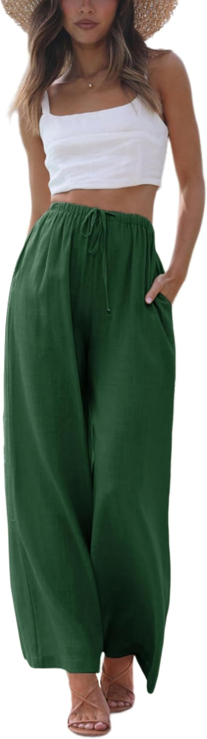 Women's Cotton Linen Summer Palazzo Pants