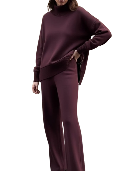 Casual Travel Stand Collar Straight Pants Two-Piece Set