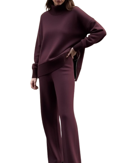 Casual Travel Stand Collar Straight Pants Two-Piece Set
