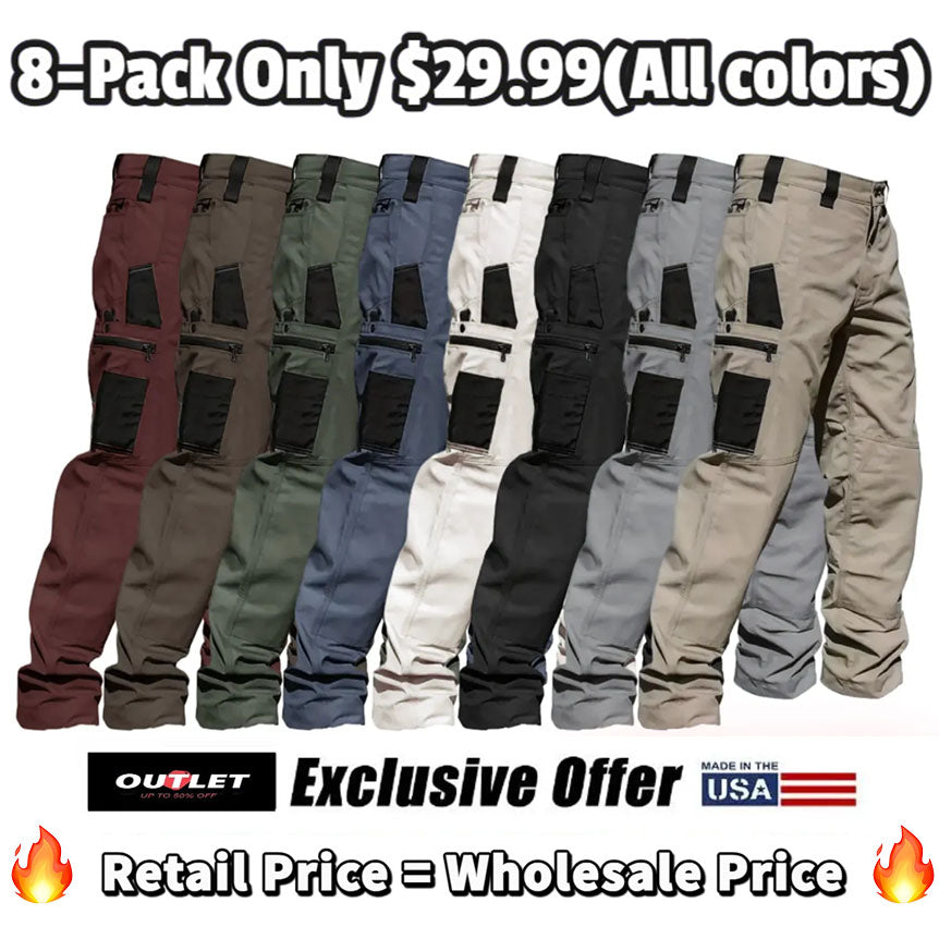 🔥 Only $29.99(All colors)🔥Men's 8-Pack Unisex 10-Pocket Heavy Duty zipper waterproof tactical Work Pants